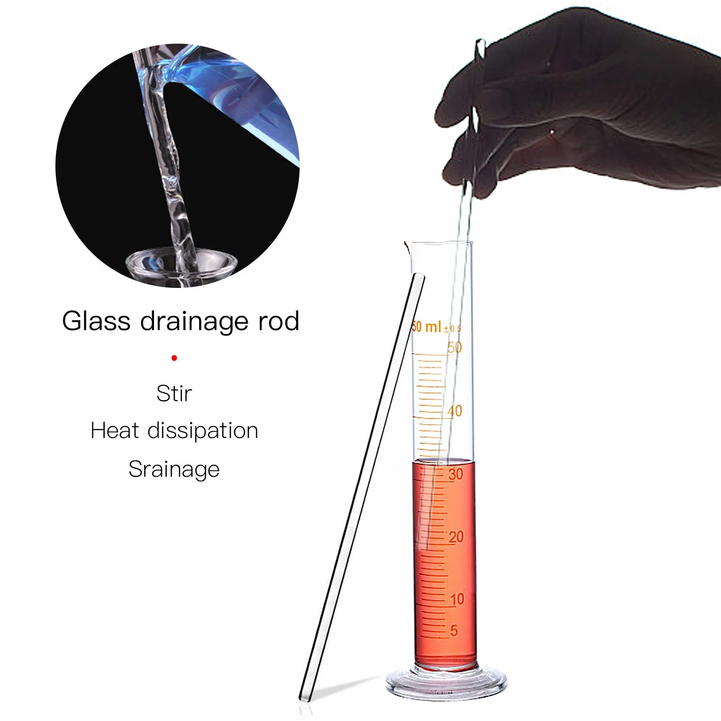 3 Stück Dropper Tropfpipette 4 Pcs Borsilikatglas Meßzylinder, Glasrührstab und 2 Pcs Bürst für Reagenzglas
