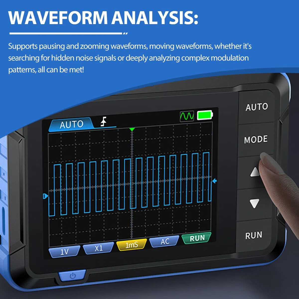 Oszilloskop Handheld, Digital Handoszilloskop 400V 200KHz Bandbreite Abtastrate 2.5MS/s Tragbare Oscilloscope 2.8" TFT Auto/Nomal/Einzel Triggermodus Tasche Oszilloskope für Anfänger