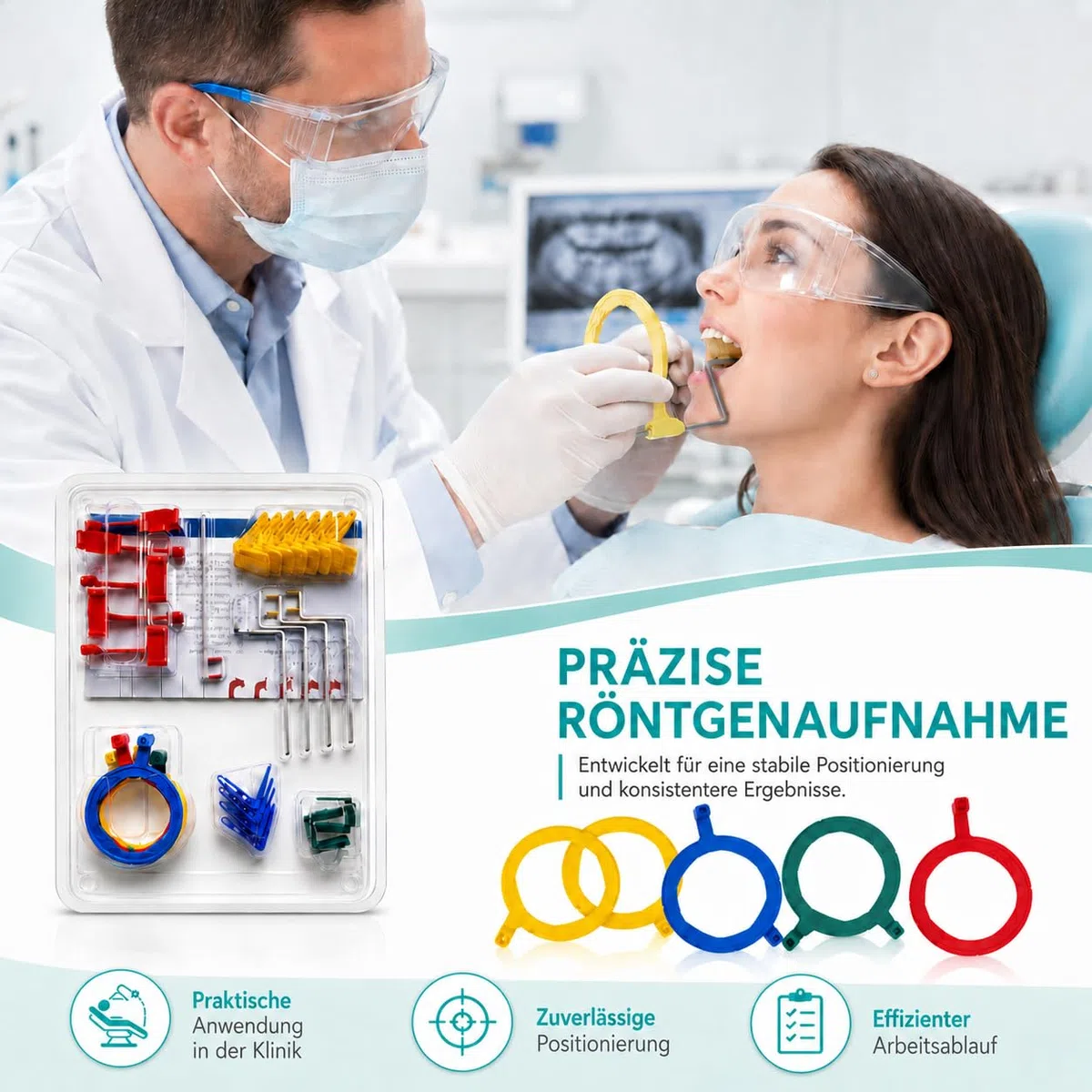 Komplettes Dental-Röntgen Positionier System FPS 3000 XCP Intraoraler Typ, Parallele Röntgenringe - Intraorale Positionierer - Zahnmedizinisches Material - Dental-Röntgenpositionierer.