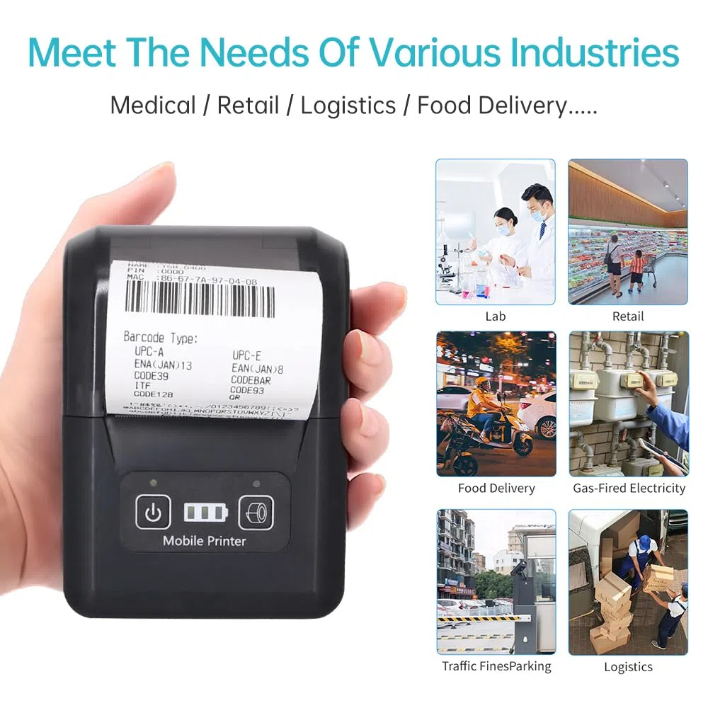 Bisofice Bondrucker 58mm Bluetooth Bondrucker, Kabelloser Thermodrucker Belegdrucker, Unterstützt Bluetooth+USB, kompatibel mit iOS Android Windows, für Restaurants, Einzelhandel
