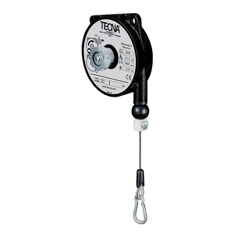 TECNA 9302 Federzug-Balancer – Tragkraft 1–2 kg, Seillänge 1600 mm – einstellbare Werkzeugaufhängung mit Edelstahlseil – für präzise Montage und Industrieeinsatz