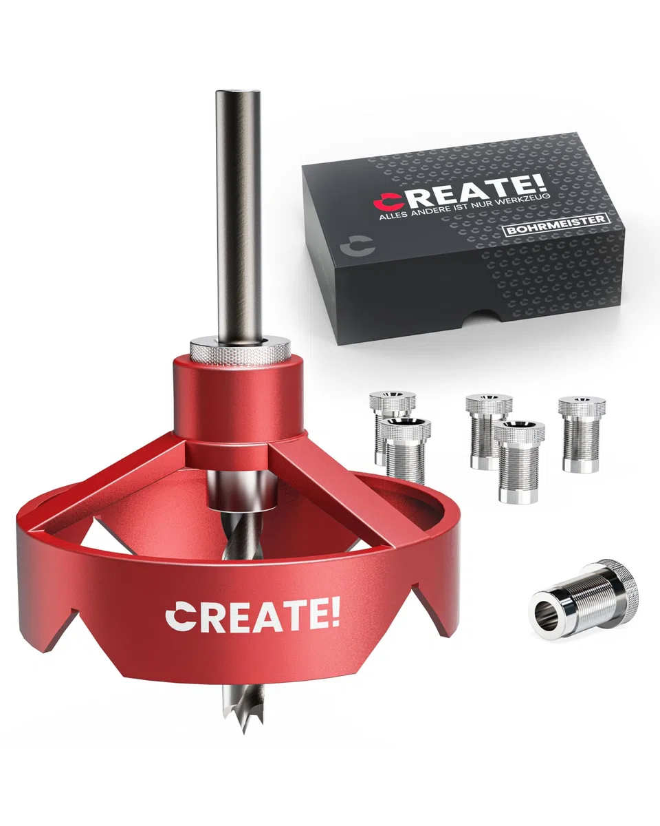 CREATE! Bohrlehre | Bohrhilfe | Bohrschablone mit gehärteten Hülsen für Bohrer mit einem Druchmesser von Ø 4, 5, 6, 8, 10 und 12 mm