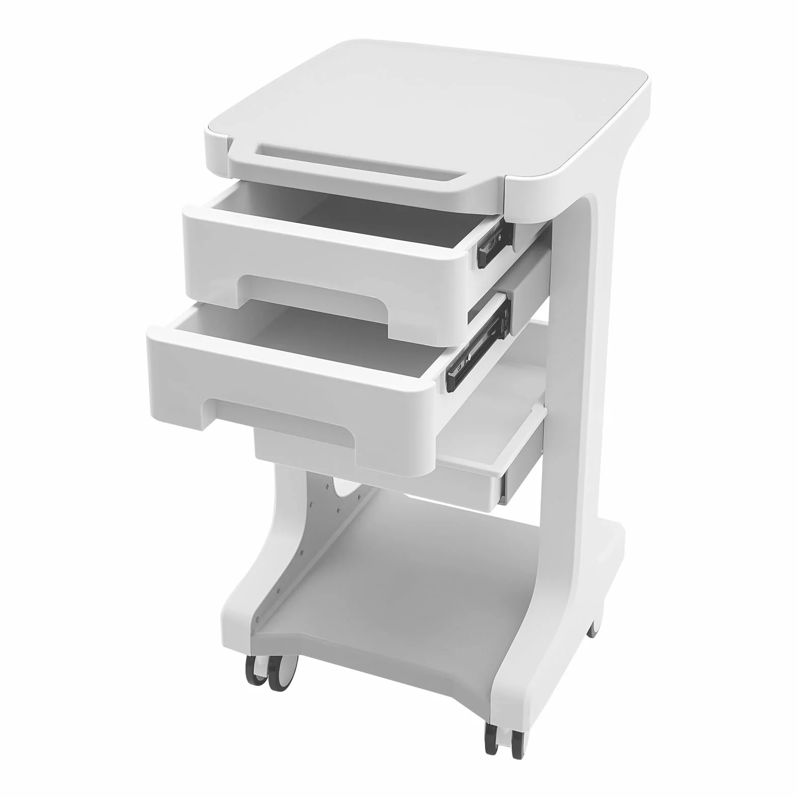 Laborwagen Medizinwagen mit 2 Schubladen,Mobilwagen Kosmetikwagen aus ABS, Arbeitswagen Aufbewahrungswagen mit 4 Rollen,Medizinischer Wagen für Labor, Kosmetik, Salon, Belastbarkeit 50kg (Grau)