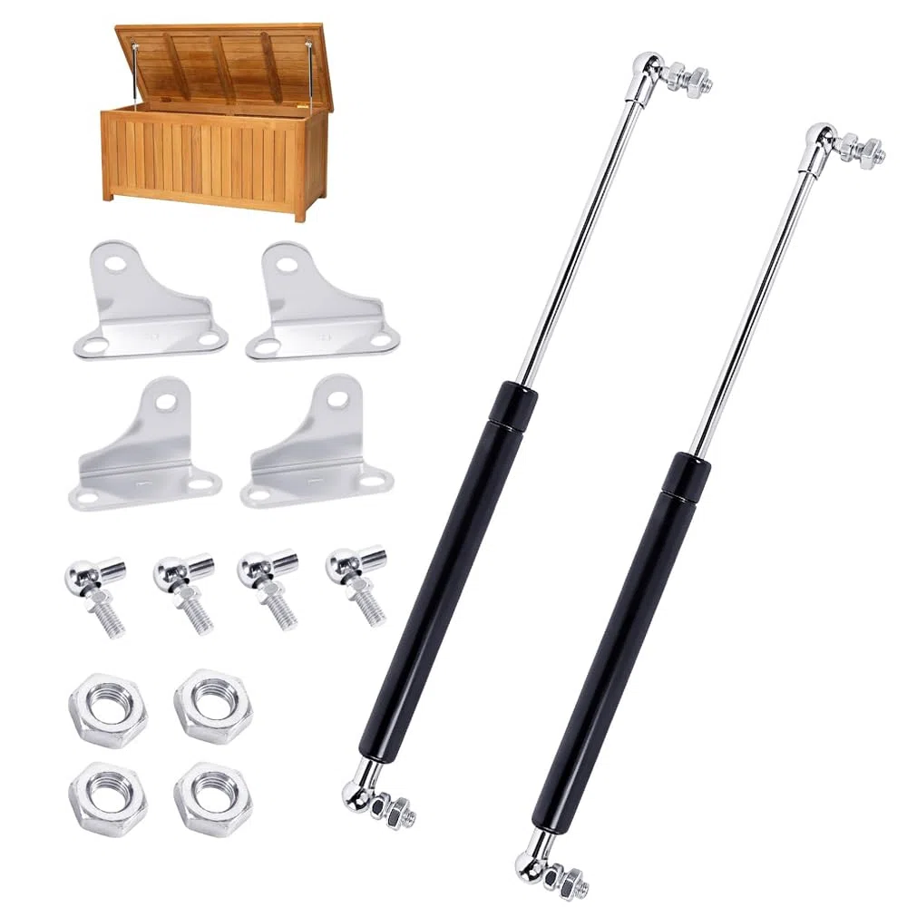 Gasdruckfeder 2 Stück Gasdruckdämpfer 380mm 200N 20kg mit L-förmigen Haltern, Universelle Gasfeder für Schranktüren Werkzeugkasten Aufbewahrungsbox Deckel Hydraulisch Stoßdämpfer Starke Tragkraft