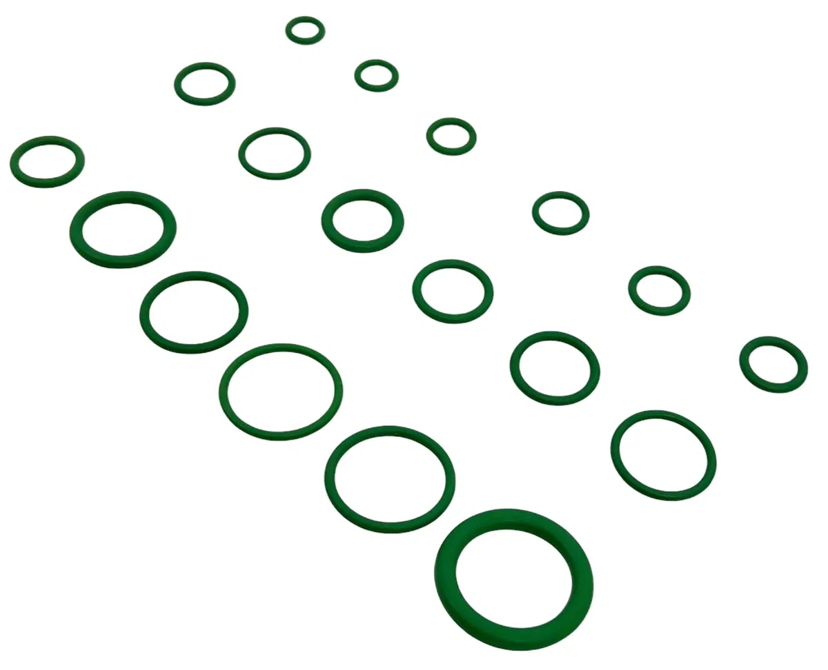 Alkan HNBR O-Ring Dichtung Set 270-tlg R134a Klimaanlage grün | Grüne HNBR Dichtringe für R134a Klimaanlage und Klimaleitungen, temperaturbeständig, sortiert in Aufbewahrungsbox