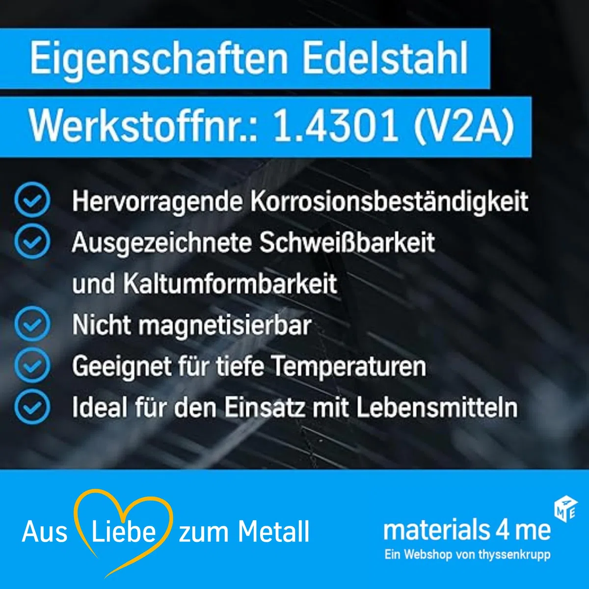 thyssenkrupp Vierkantrohr Edelstahl V2A 40x40x2 mm – 2000 mm | Quadrat Rohr geschweißt | Edelstahl Vierkantrohr K240 geschliffen | robust & vielseitig einsetzbar | Werkstoff: 1.4301 | AISI 304