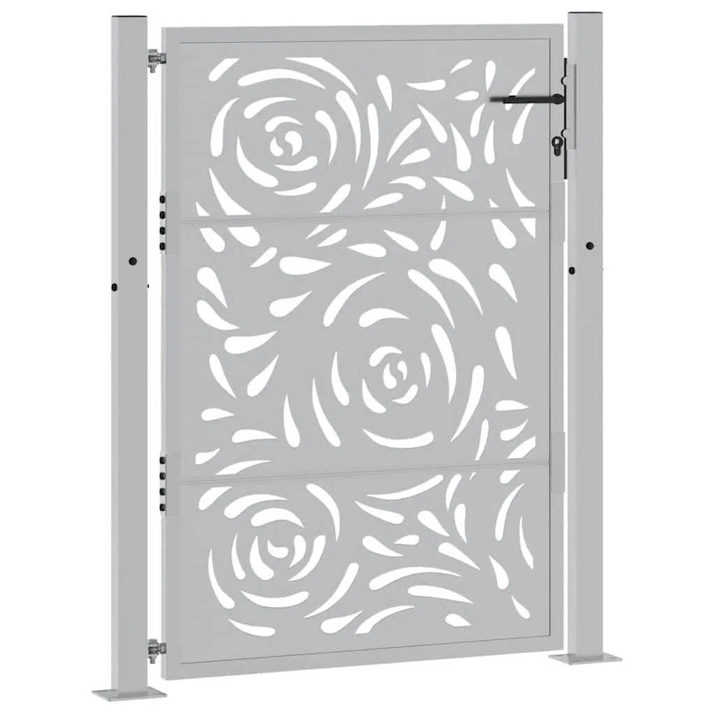 Refined Gartentor Zauntor Outdoor Tor Eisentor Sicherheitstor Einfahrtstor Metall Zaunto 105x130 cm Wetterfester Stahl Flammen-Design