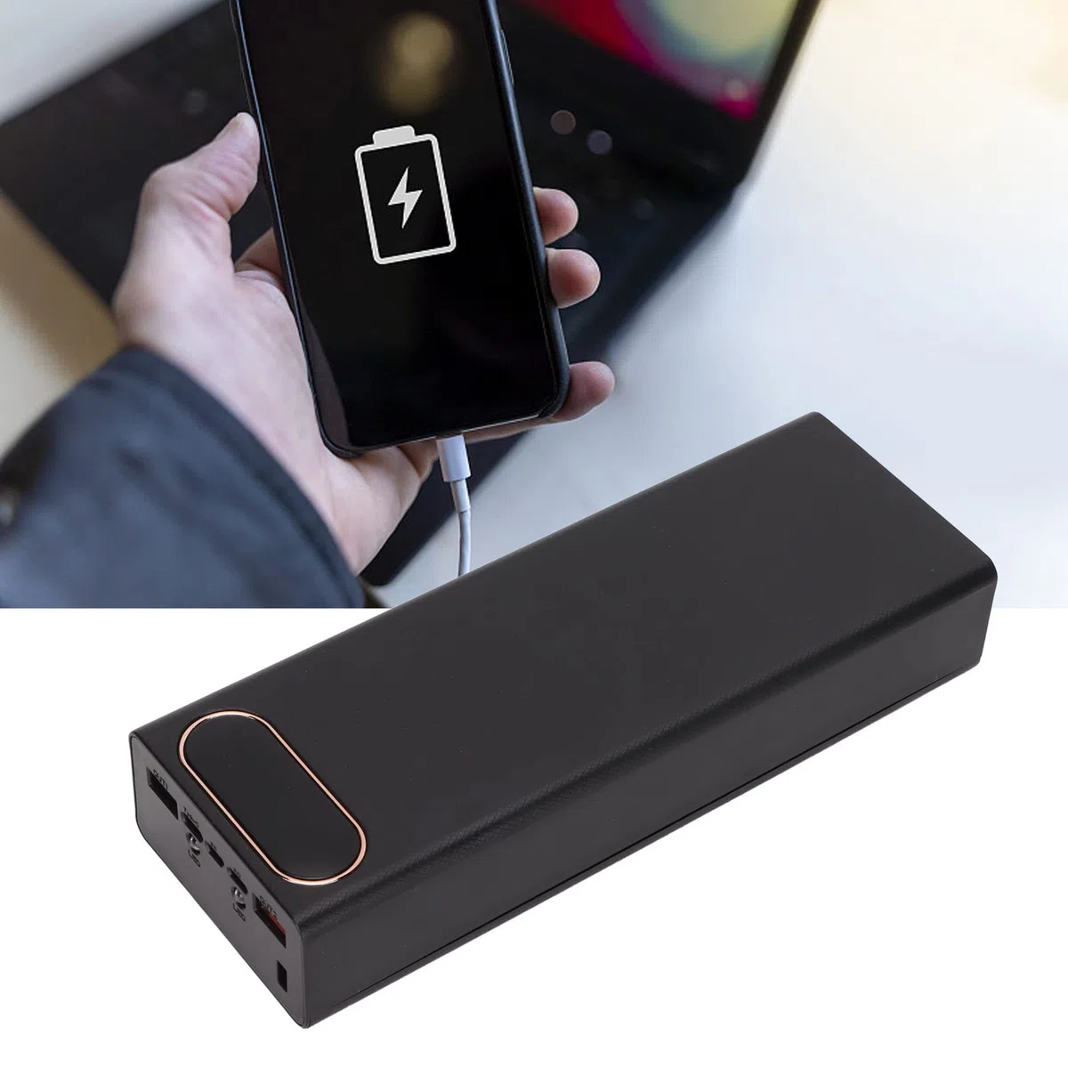 22,5 W Powerbank Gehäuse, Dual USB Schnellladung DIY Batteriegehäuse mit DREI Eingangsanschlüssen, Abnehmbares LCD 20x Batteriegehäuse(Schwarz)