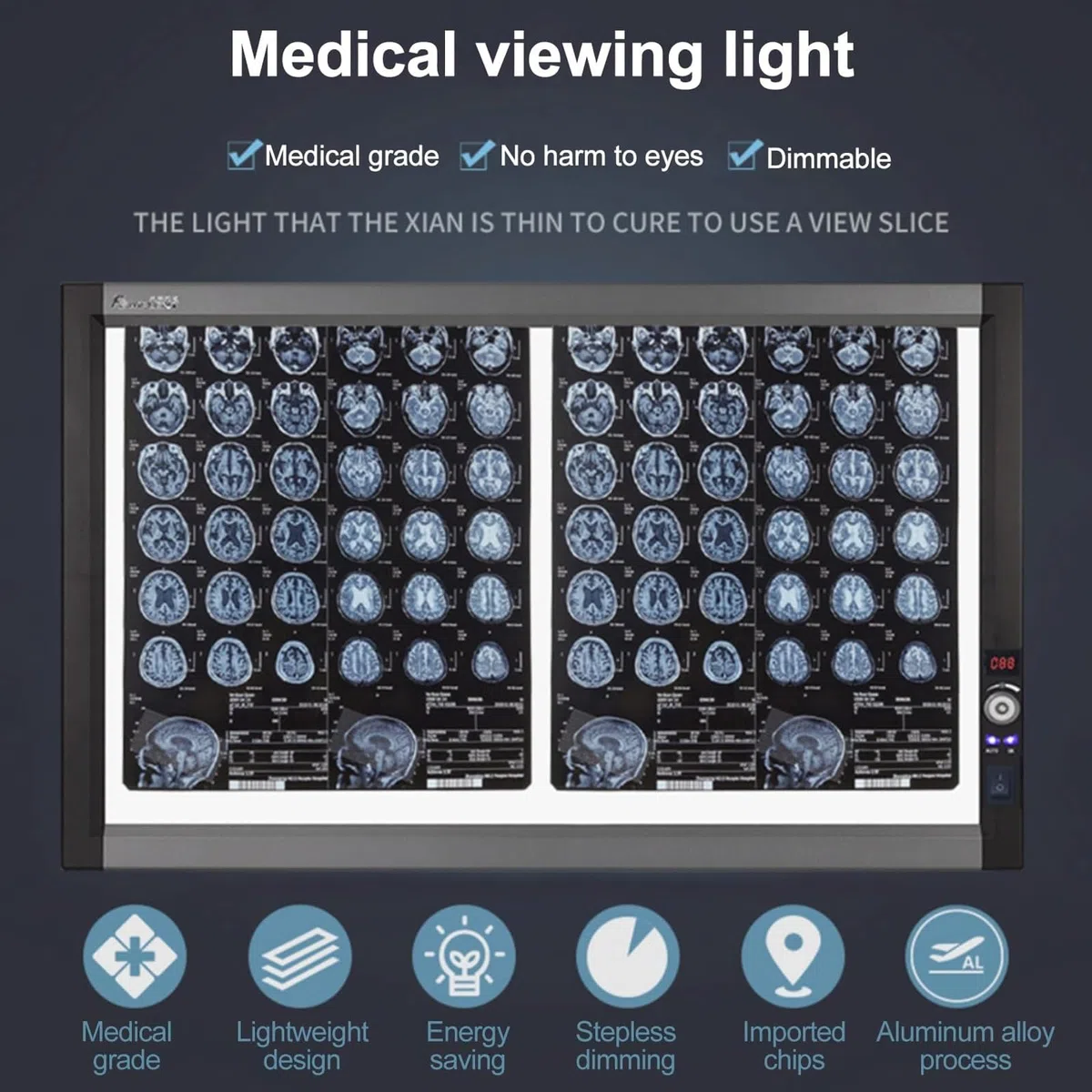 Professionelle Röntgenfilm-leuchtbox, Röntgenfilmbetrachter mit Halterung, Helligkeit 0–100% Einstellbar, für Kliniken und Krankenhäuser(19x19.5in/48x50cm)