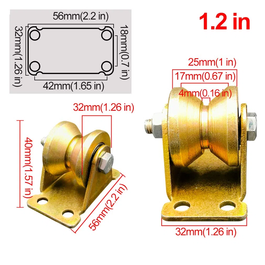 V-Nut-Rad, 4-teilige V-Nut-Lenkrolle – Tragkraft 6613 lbs, Stahlschienenrad for Schiebetüren/Kräne/Industrieanlagen(1.2in)