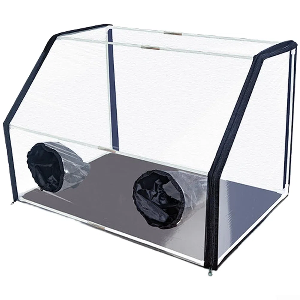 Still Air Mycology Box mit transparenter Sichtfolie, verstellbaren Armhülsen und belüfteten Gummiringöffnungen für saubere Handhabung (76 x 51 x 51 cm)
