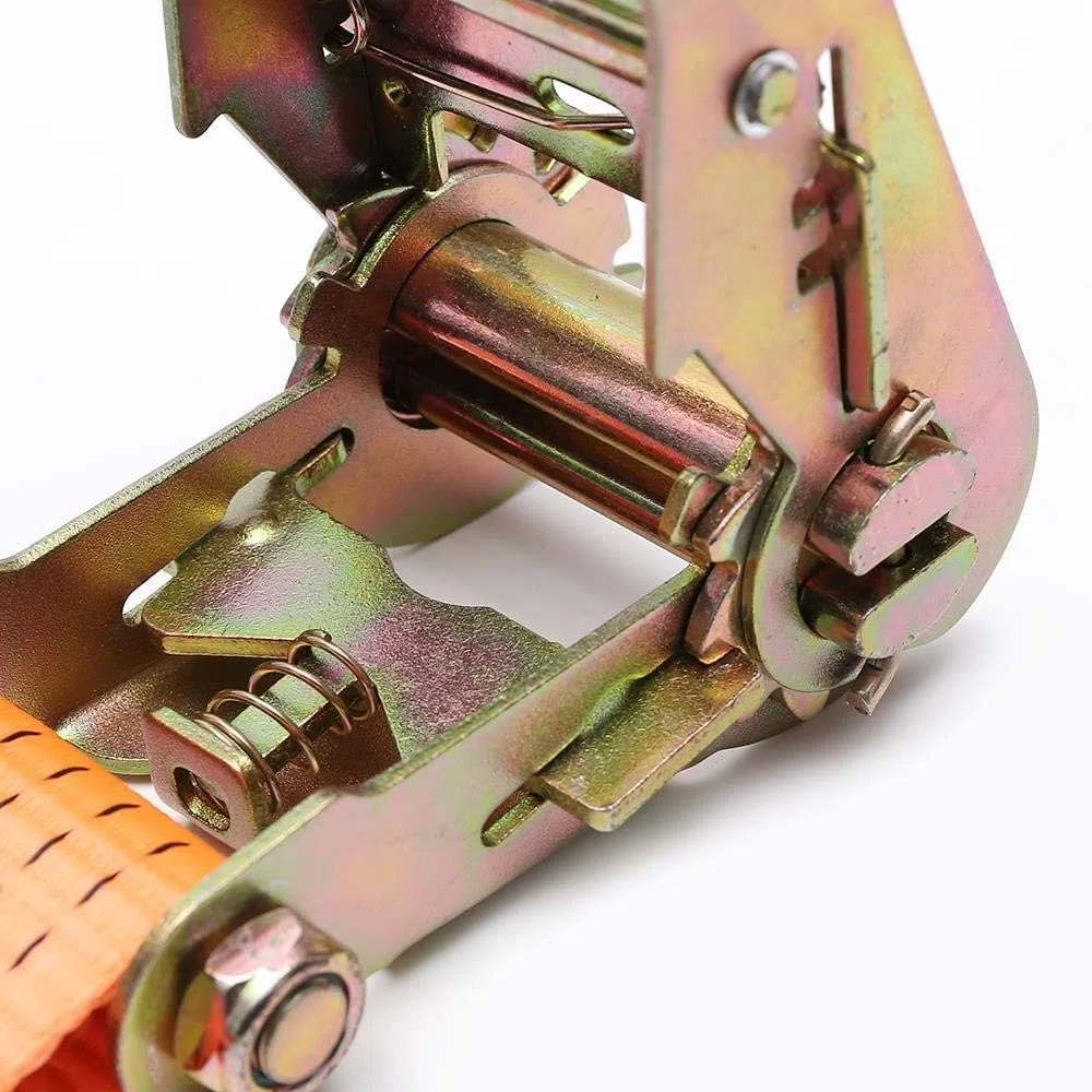 2 x 5000kg (5 Tonnen) 10m Ratsche Zurrgurt 2 Stück Set Hochleistungs-Spanngurt Materialhandhabung EN 12195-2 mit Einer Riemenbreite von 5cm + Klauenhaken