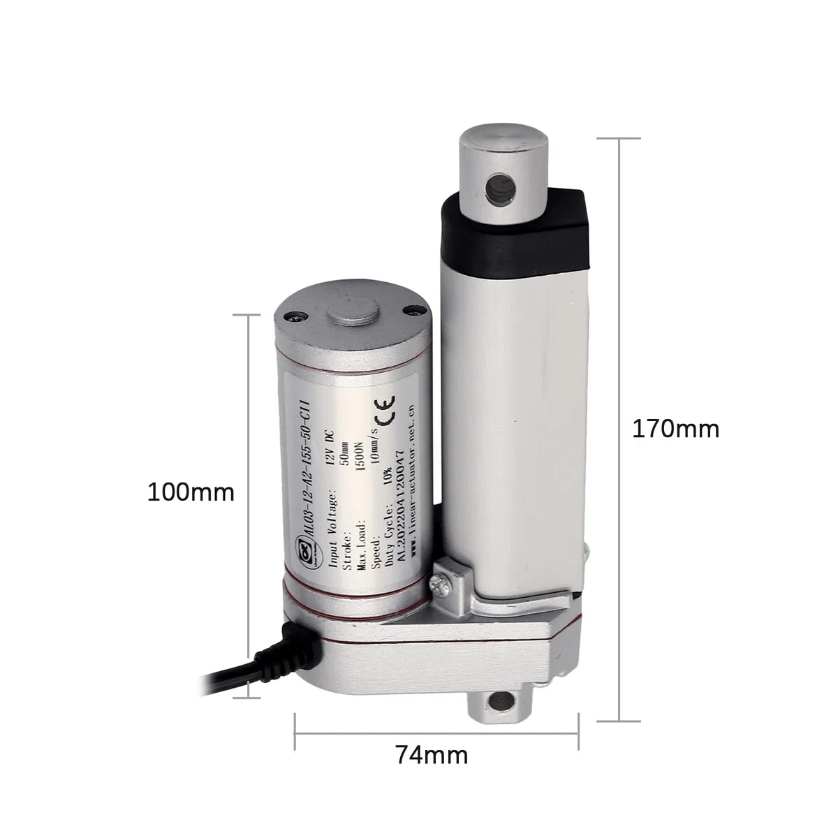 1500N 50mm Linearmotor, 12v DC Linear Actuator Motor Elektro Zylinder Schubstangenmotor für Auto,Möbel,RV,Türöffner,Industrielle Landwirtschaft, Gefäße usw (50mm)