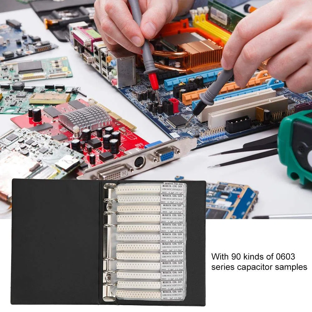 0603 Serie 90 Valus-Kondensatoren SMD SMT-Kondensator-Kit Widerstände Sortiment Musterbuch Elektronisches Zubehör für den Probenvergleich Aufbewahrungskomponenten