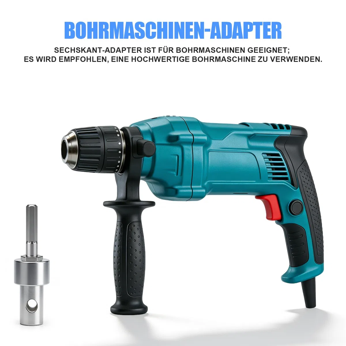 3-in-1 Erdbohrer-Adapter – Sechskant + SDS Max + SDS Plus mit Quick-Change-Bolzen – Kompatibel mit Handbohrmaschinen – Für Erdbohrer Bis 20 cm Geeignet