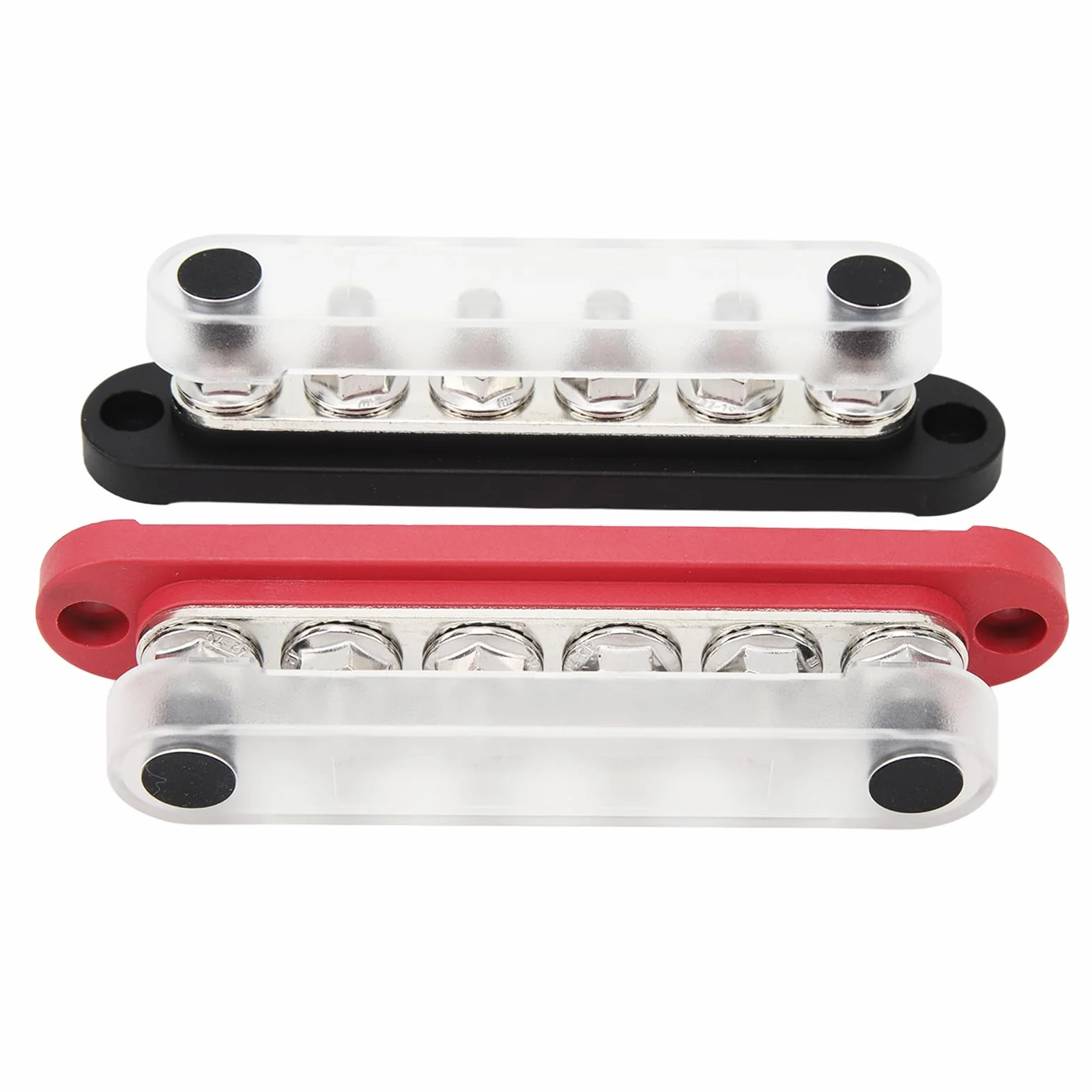 Power Distribution Block, M8 12V 48V 6 X 5/16in 6 Kanal Terminal Studs Bus Bar 2 Stück Fahrzeug Staubschutz