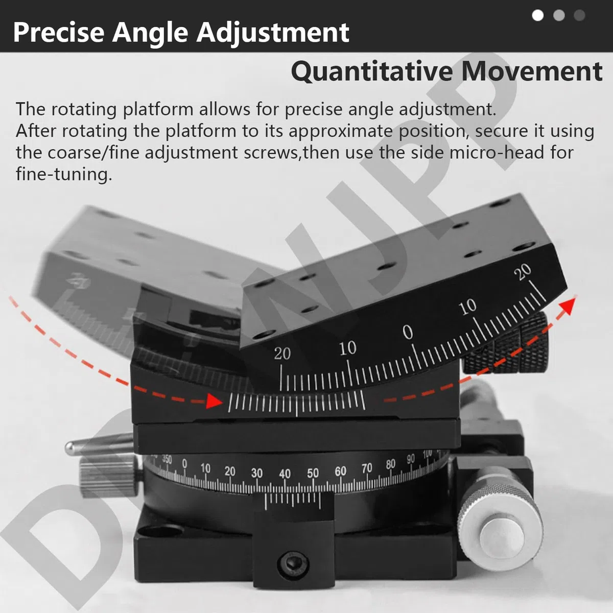 Manueller Radian-Winkeltisch Goniometer Schwenktisch Messung der Verschiebung Radian Manueller Linearer Xy Achsen-Tisch für Optische Gerätepositionierung