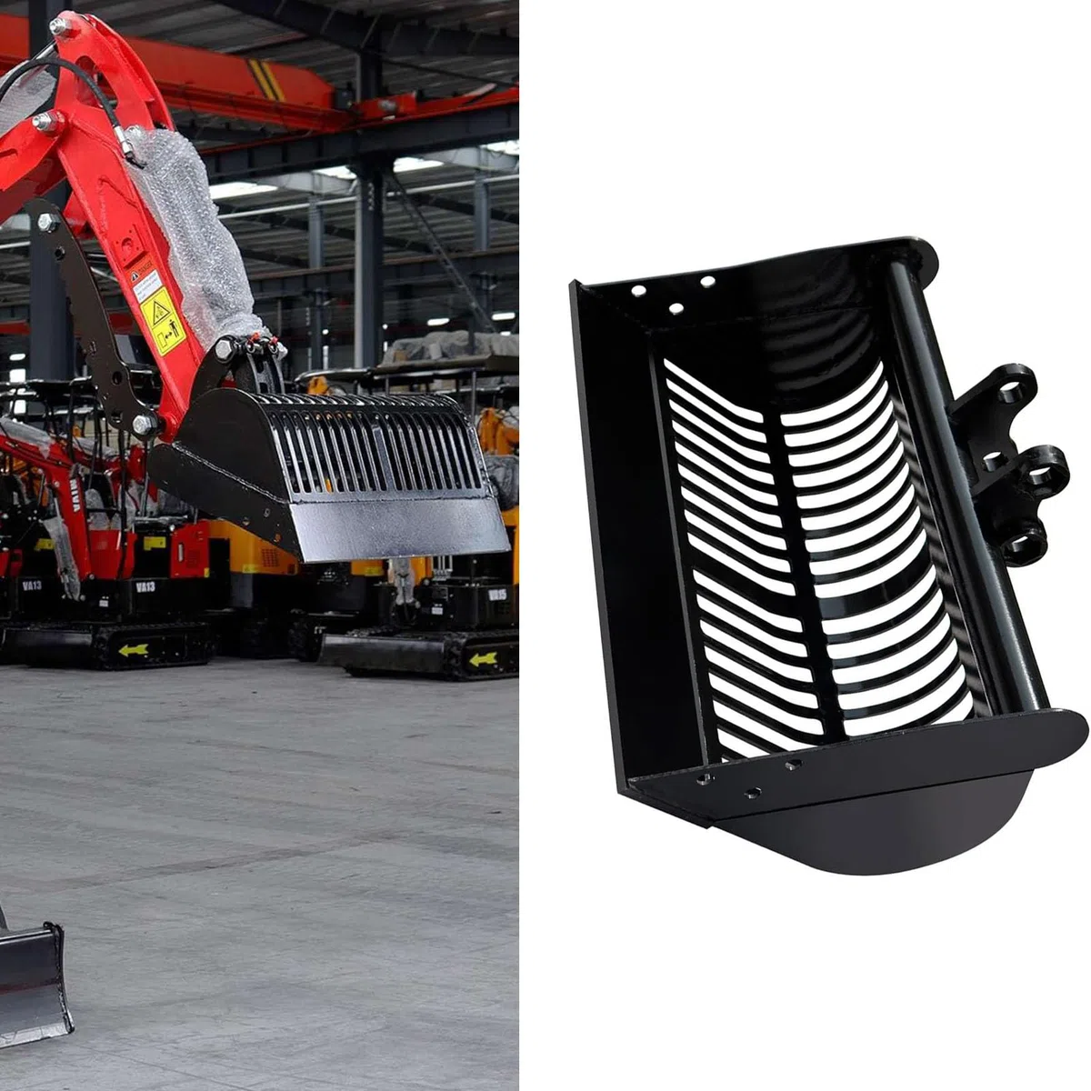 600-mm-Minibagger, Stabiler Sieblöffel für Sandbodenfiltration, Große Kompatibilität, Praktische Materialsortierung
