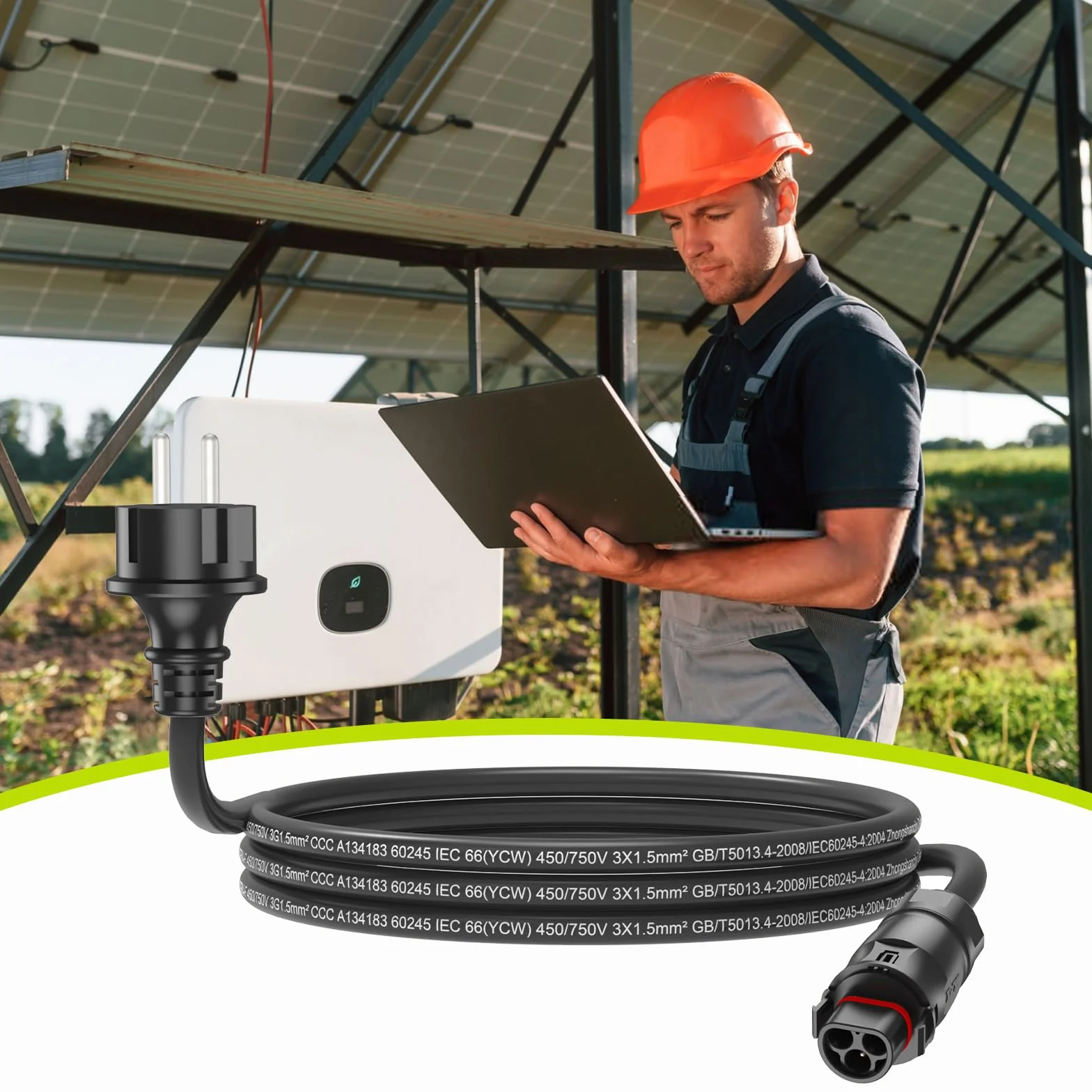 LY01 Kabel 2/3/5/10M,LY01 zu Schuko Adapter Kabel,LY-01 Buchse auf Schuko Stecker AC Anschlusskabel,Solar PV Steckdose für die Deye Mikrowechselrichter SUN-Serie (5 meter)