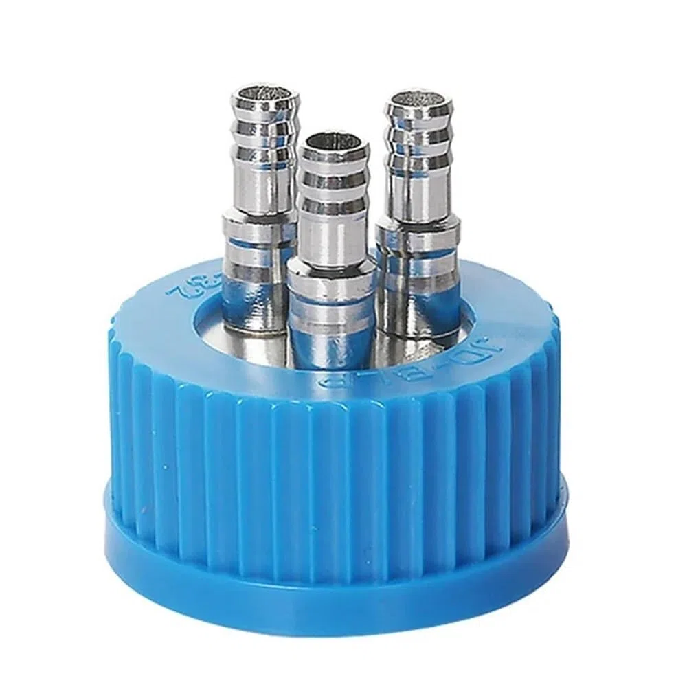 Laborglaswaren Nachfüllflaschenverschluss GL45 1-4 Löcher Edelstahl-Nachfüllflasche mit offenem Deckel, Schraubverschlüsse(3hole(Large))