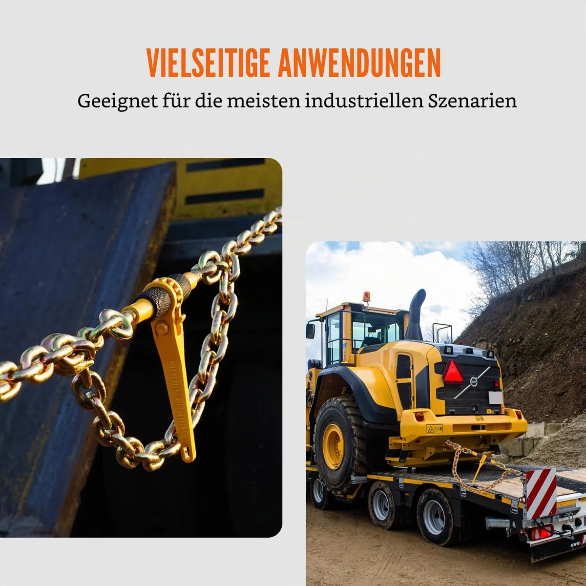 VEVOR Ratschenlastspanner, 6,3-8 mm, 1180 kg sichere Arbeitslast, 4er-Set Lastbinder mit 2 Greifhaken, Kettenspanner für Transportketten, Hochleistungs-Abschleppketten-Ratschenkettenbinder