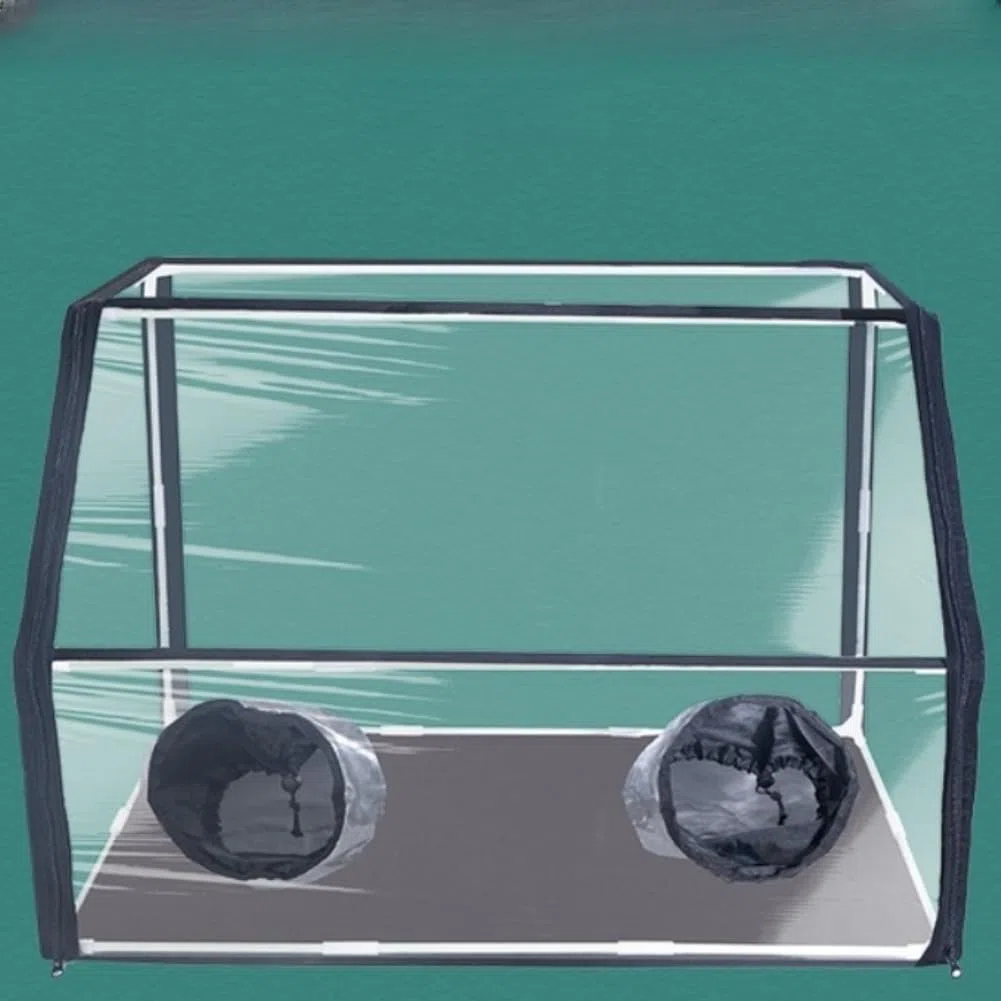 Still Air Mycology Box mit transparenter Sichtfolie, verstellbaren Armhülsen und belüfteten Gummiringöffnungen für saubere Handhabung (76 x 51 x 51 cm)