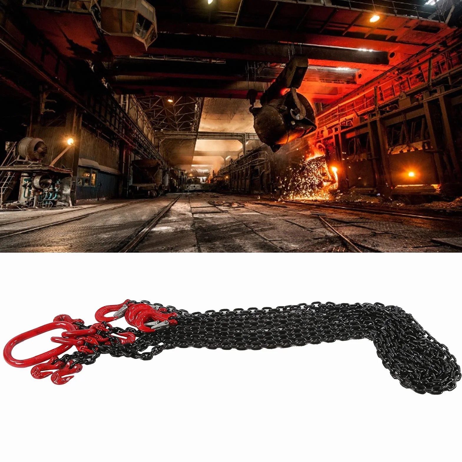 Robuste 6-mm-Hebekette, 1 Tonne Belastungsgrenze, 2 Meter Länge für den Bau von Stahlwerken mit Hoher Beanspruchung