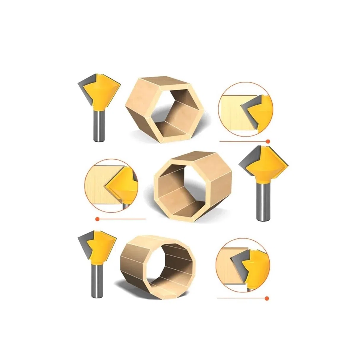 3 Stücke 6/8/12 Seiten Polygon Vogel Mund Router Bit 1/2 Schaft Holzbearbeitung Legierung Gehrung Fräser Holz Gravur Schneiden Werkzeug