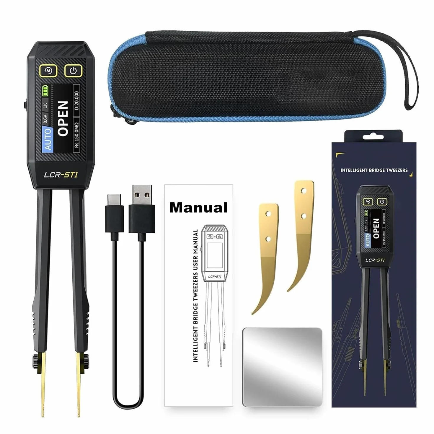 DEWIN LCR Messgerät, LCR-ST1 Smart Tweezer Bridge Kit Digitaler Messgerät Komponententester