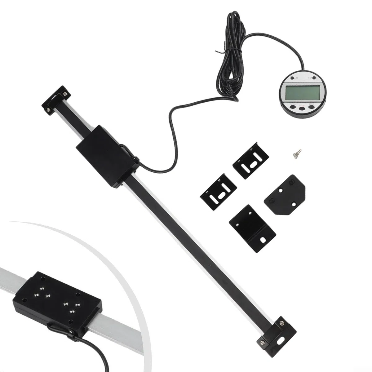 DRO Display 0–300 mm digitale lineare Skala, 0,01 mm Genauigkeit, externe Anzeige mit schneller Geschwindigkeit von 304,8 cm/s, LCD-Bildschirm, schwarzes Gehäuse