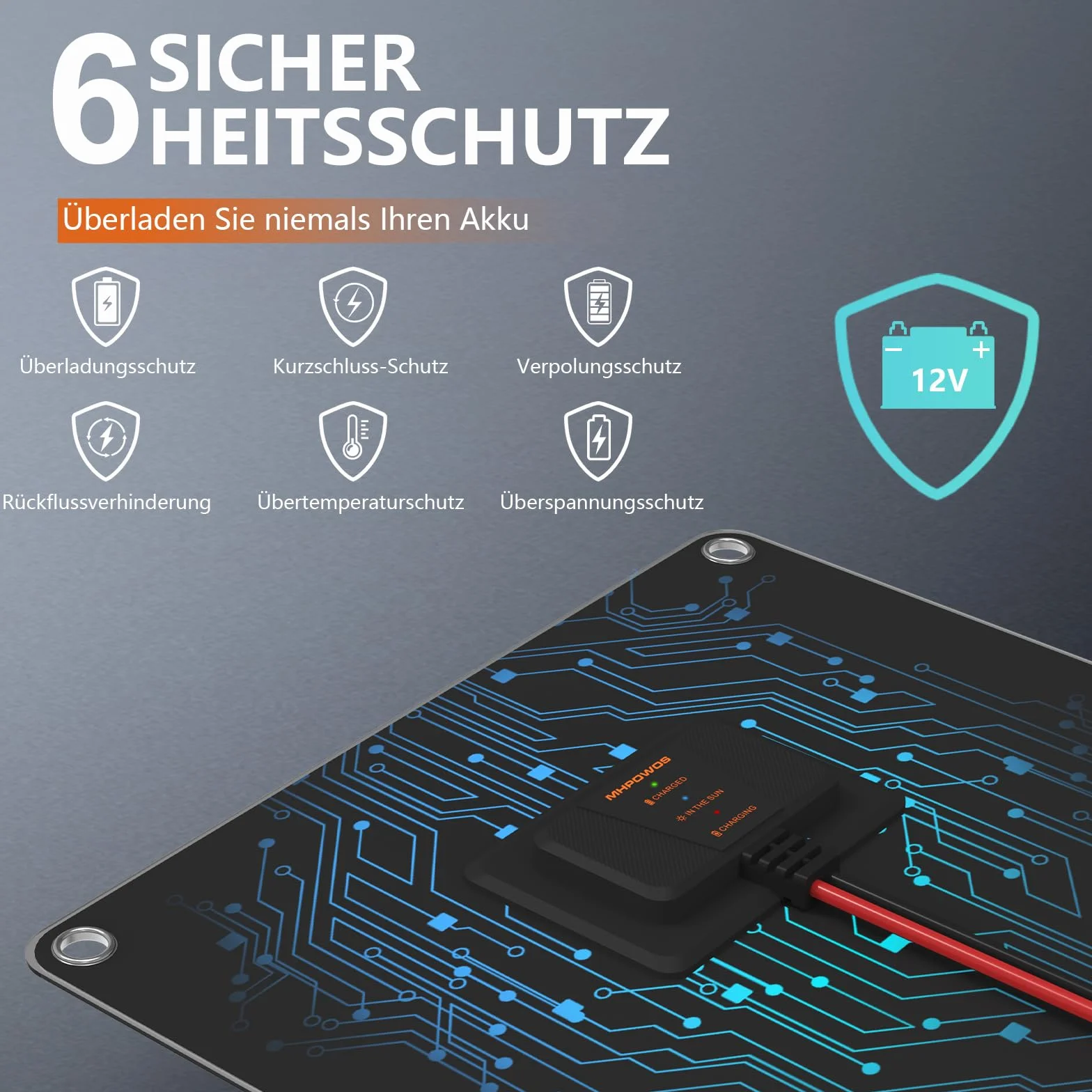 20W 12V Solar Batterie Erhaltungsladegerät Tragbares Wasserdichtes Power Solar Panel Erhaltungsladekit für Auto Automobil Motorrad Boot Marine Schneemobil Wasserfahrzeug RV