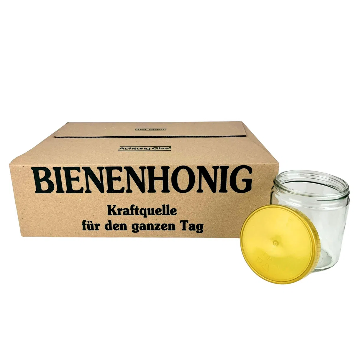60 x Neutrales Schraubglas 500g Imkerhonig Honigglas mit goldenem Deckel ohne Etikett Honig Neutralglas (Deckel ohne Prägung)
