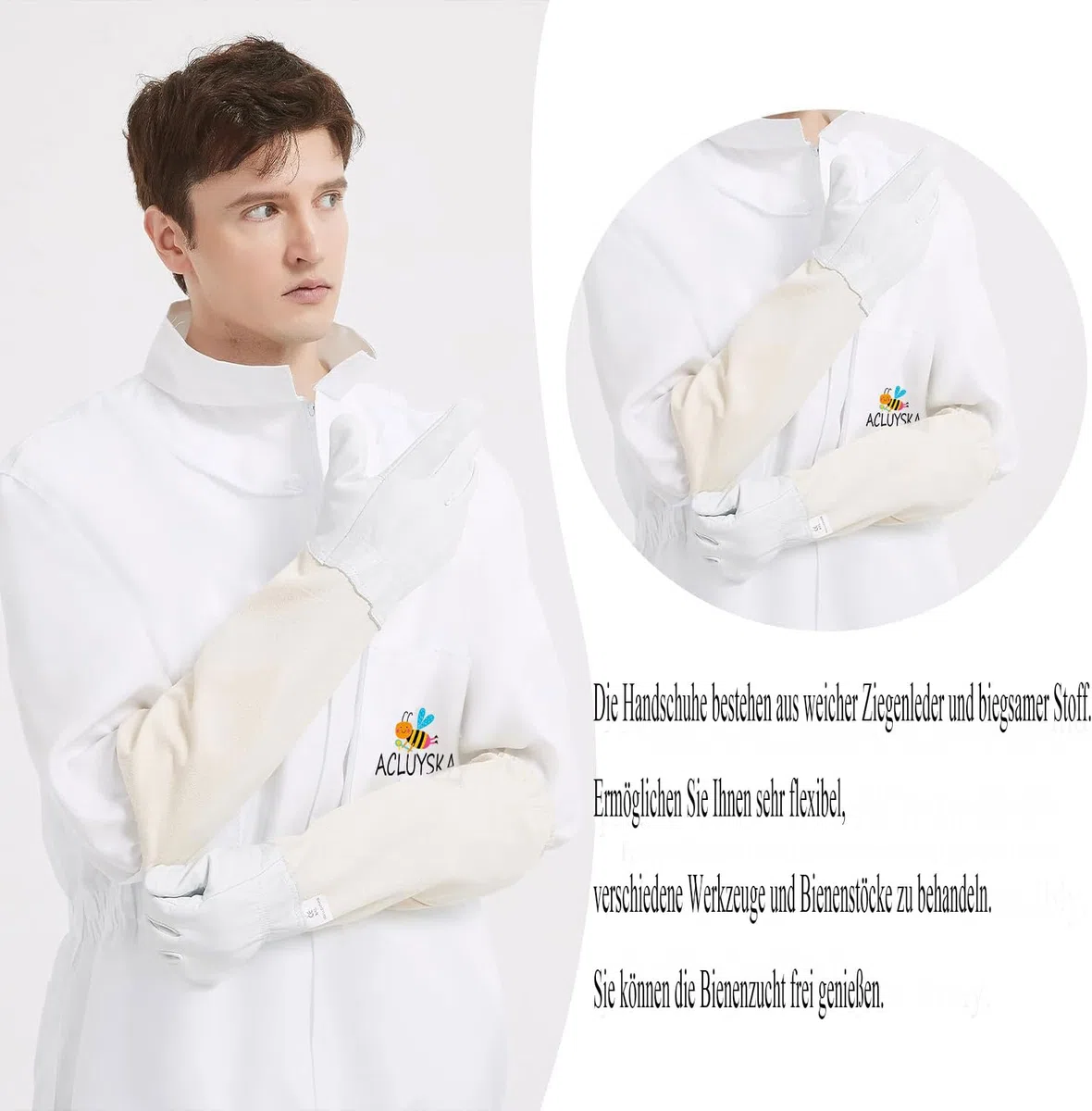 Bienenanzug für Männer und Frauen, stichfest, Imkeranzug aus Polycotton, Imkerkostüm mit Handschuhen und belüfteter Kapuze, Bienen-Outfit für den Garten und Imkereibedarf(L)