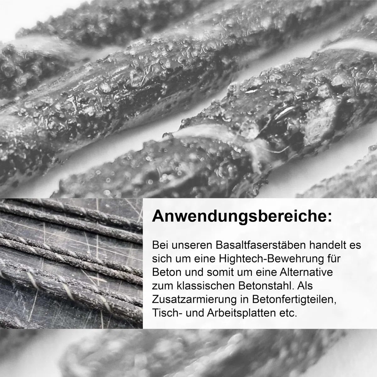 Bewehrungsstäbe aus Basaltfaser 6mm 10 Stück