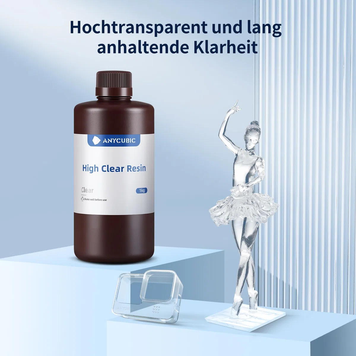 ANYCUBIC Hochtransparentes 3D Drucker Resin, UV 405nm Standard Rapid Photopolymer Resin, Vergilbung Widerstehen, Lang anhaltende Klarheit für den LCD/DLP 3D Printer (High Clear,1000g)