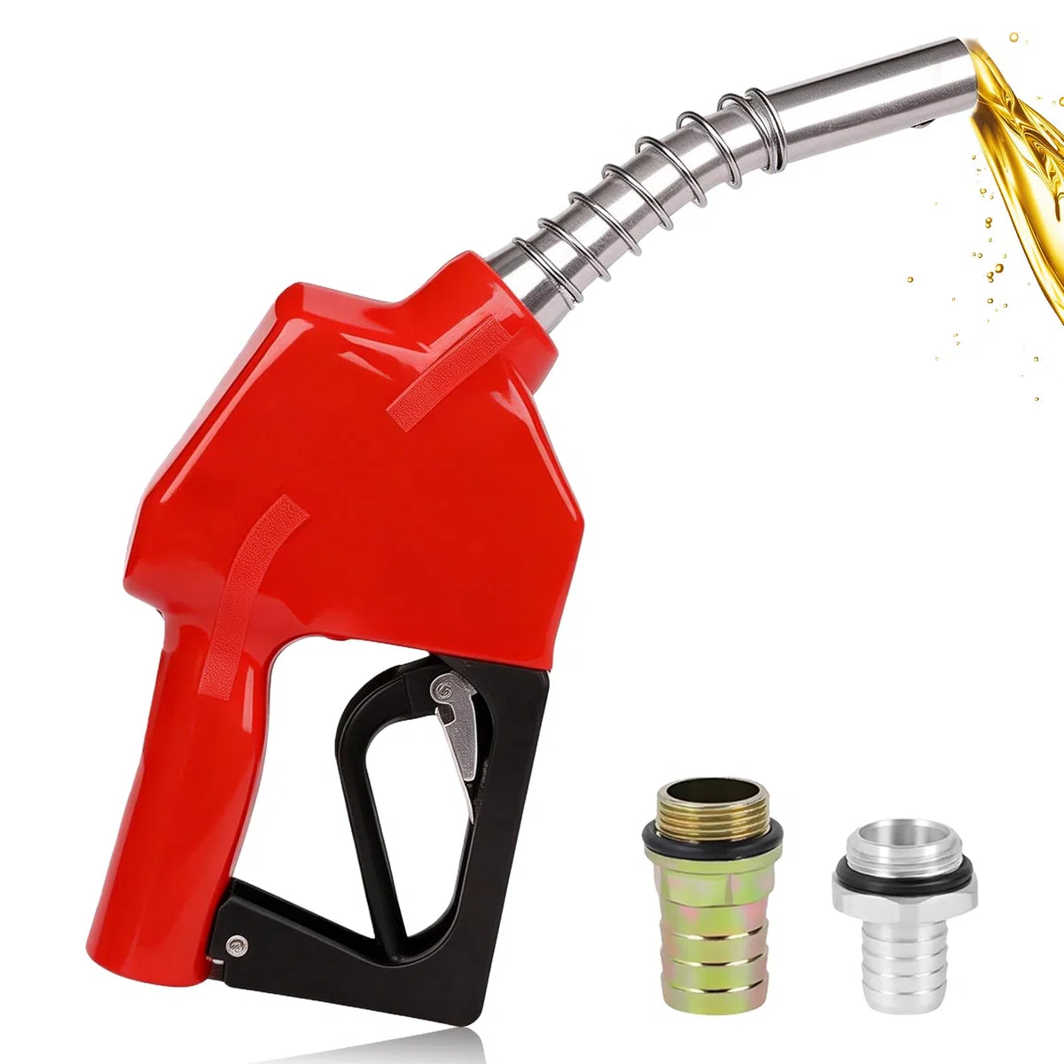 Automatische Diesel Zapfpistole, Automatische Kraftstoffdüse, Aluminiumlegierung Treibstoff Pistole Zapfpistole Mit Automatischer Abschaltung Für Benzin, Diesel, Kerosin (Rot)