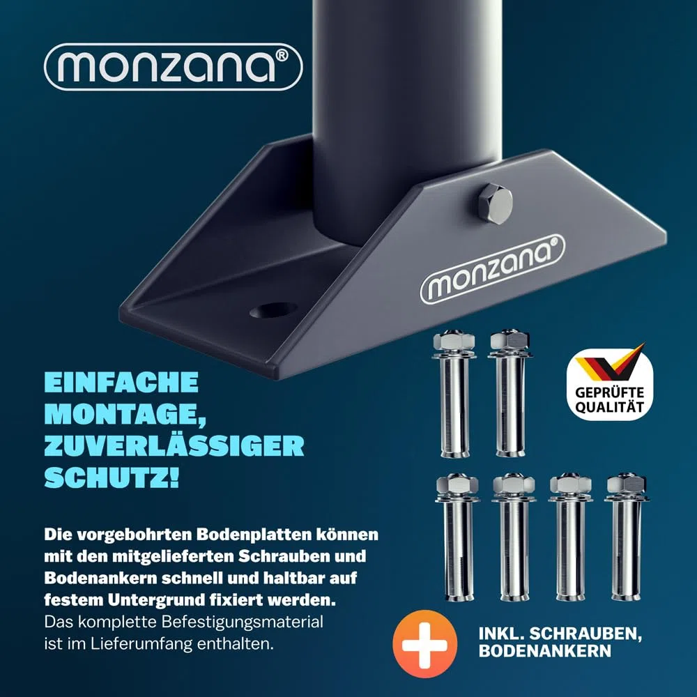 DEUBA® Parkpfosten Parkplatzsperre 3 Schlüssel Sperrpfosten klappbar Vorhängeschloss Stahl Robust Parkplatzbügel