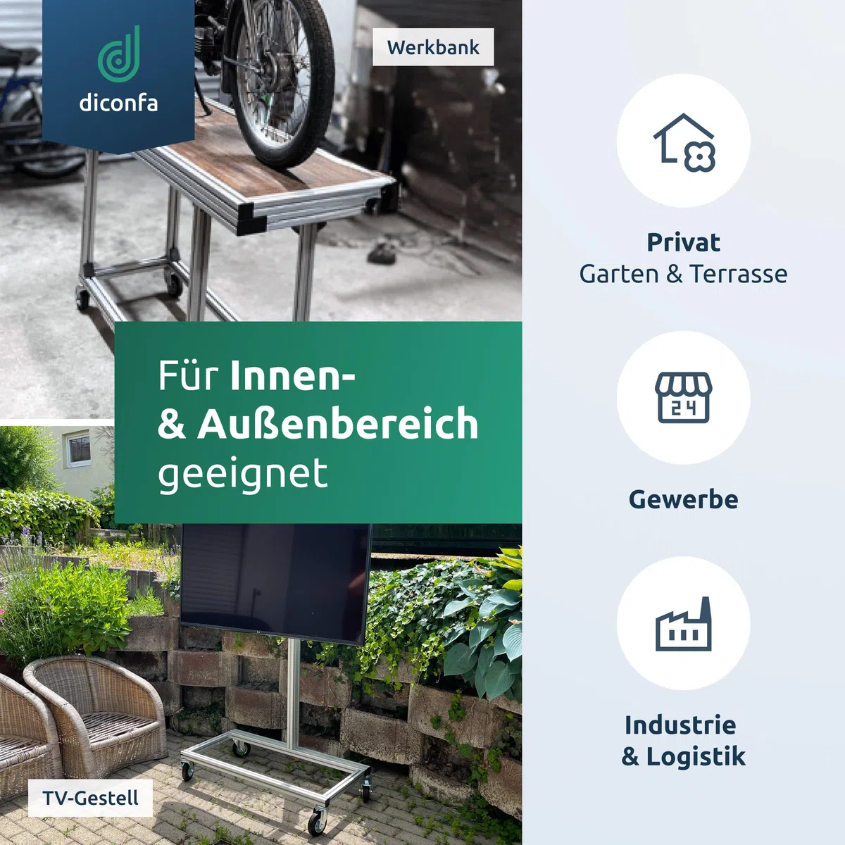 diconfa Aluprofil 30x30mm Nut 6 - WÄHLEN Größe & Menge - 15 Stück, 340mm lang T-Nut Schiene - Aluminiumprofil Alu Profil kompatibel mit allen Aluminium System- / ITEMprofilen für INNEN AUßEN