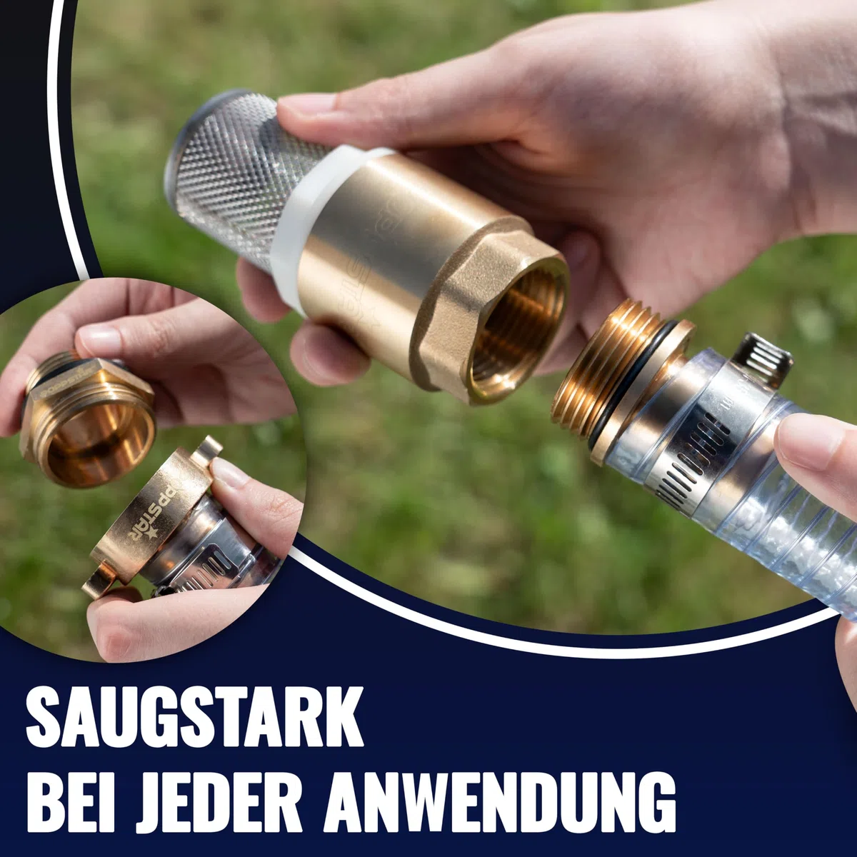 Poppstar Saugschlauch 1 Zoll 4m (ID 25mm, AD 33mm, 4mm Wandstärke), Edelstahlsaugkorb mit Rückschlagventil, Überwurfmutter ID 1 1/4" (41,9mm), Reduzierstück AD 1" (33,3mm)