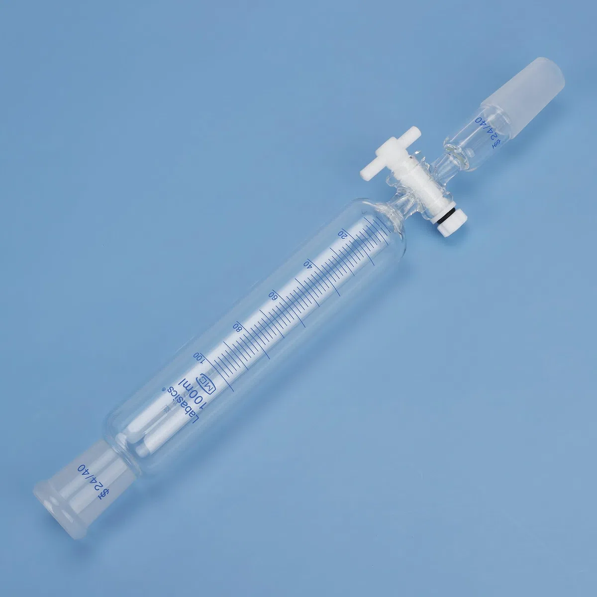 Labasics Additionstrichter, Graduierter Tropftrichter aus Borosilikatglas mit 24/40 Normschliff und PTFE-Hahn für Laborzugabe, 100 ml