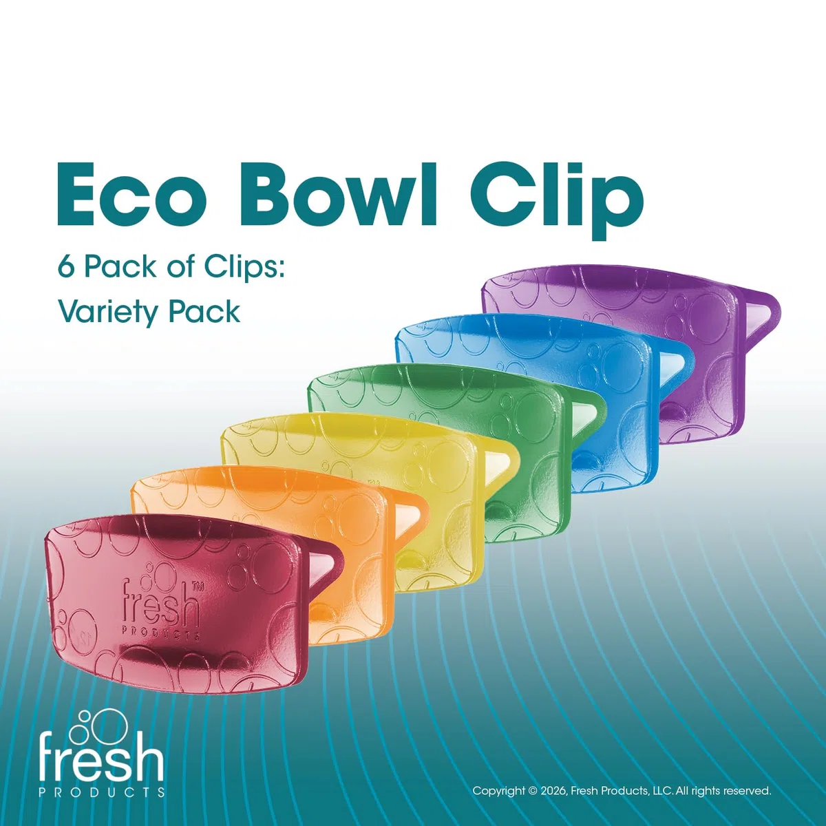Fresh Products Eco Bowl Clip Lufterfrischer, vielseitiges Design, WC- und Müllerfrischer – chemikalienfreie natürliche Öle – diskret – hält 30 Tage – hergestellt in den USA – 6 Stück