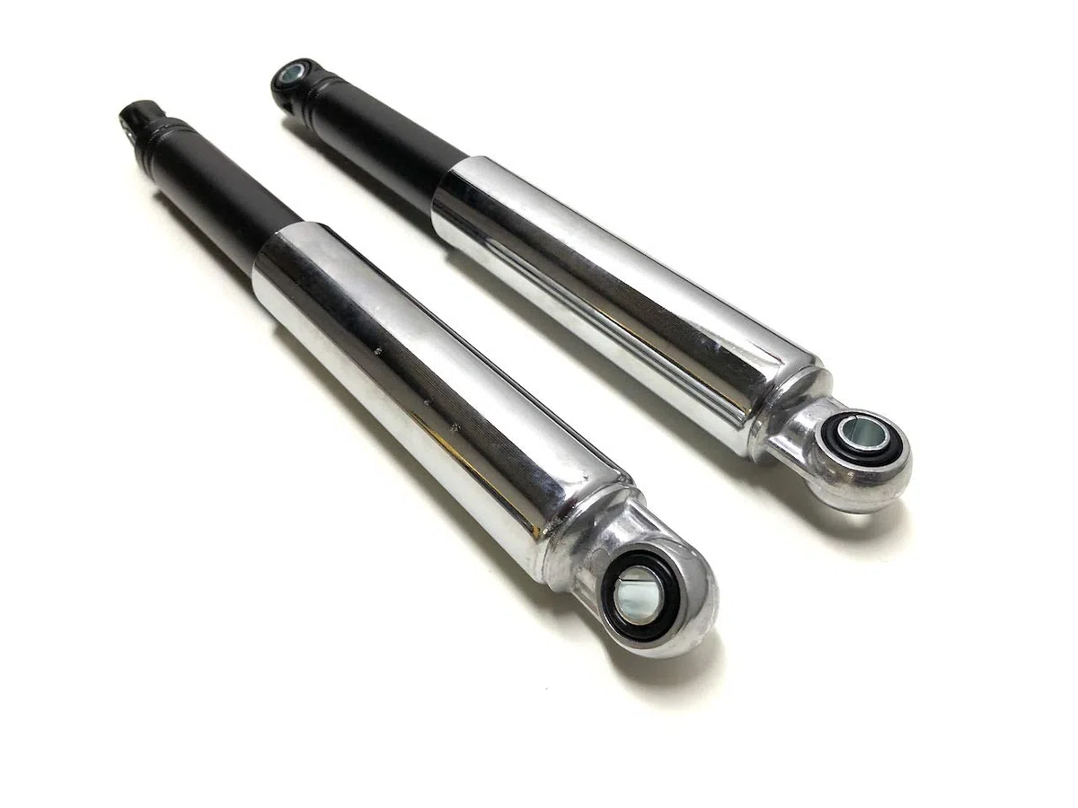 320mm Stoßdämpfer Set in Schwarz und Chrom passend für Hercules, Simson, Mofa, Moped, Mokick – Universelles Federbein Set, erstklassige Qualität
