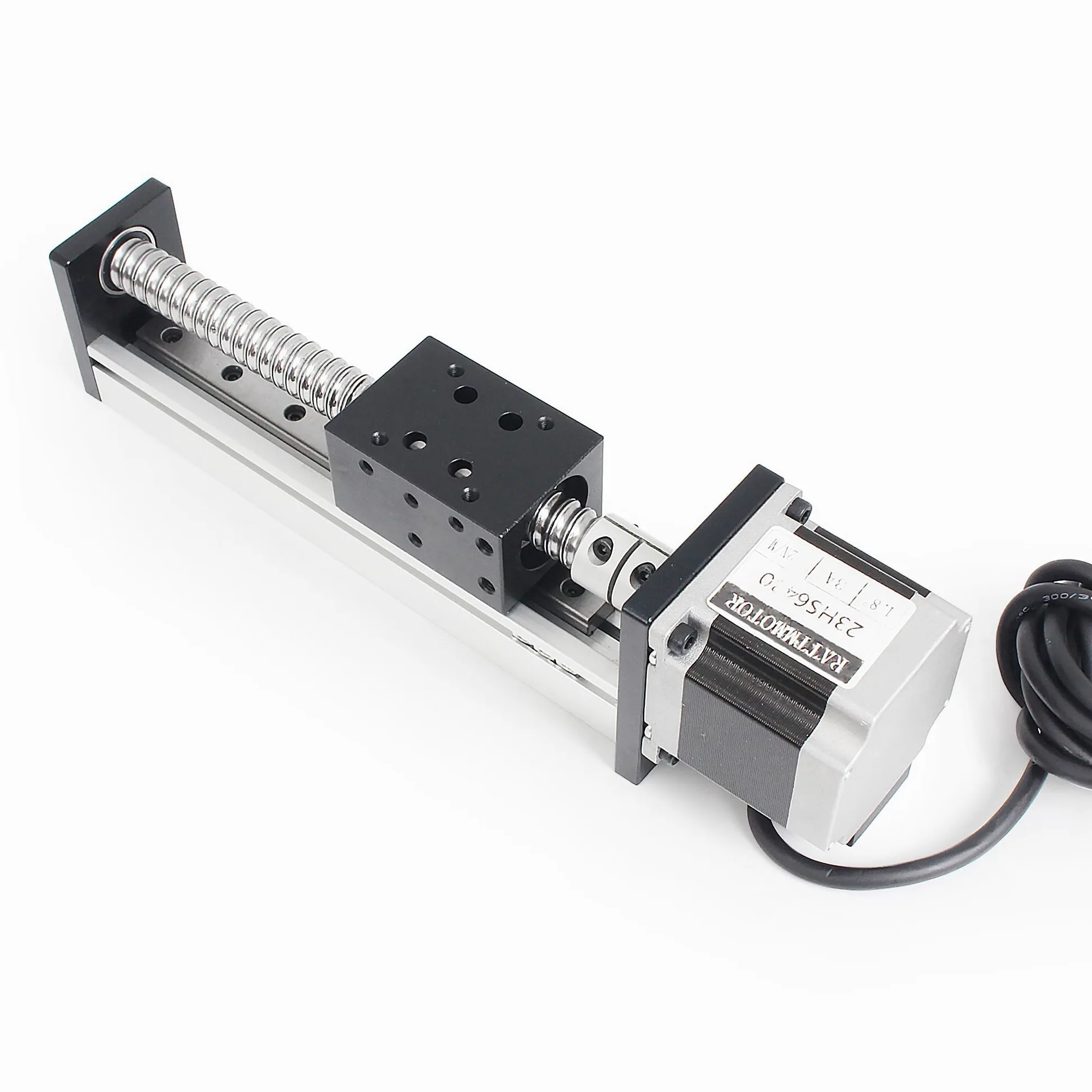 RATTMMOTOR Linearführung,100mm Verfahrweg Länge Linear Schienenführung CNC Linearantrieb Tisch Linearführung SFU1605 Kugelumlaufspindel mit NEMA23 Schrittmotor