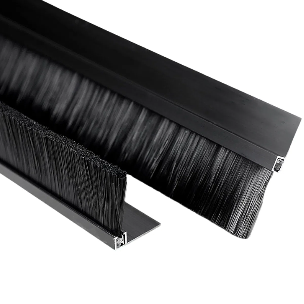 Schwarze Streifenbürste aus Aluminiumlegierung, Türbürste fegt Dichtung Garagen-Rolltor-Unterbürste Aluminiumhalterung Einfache Montage(F,85mm)