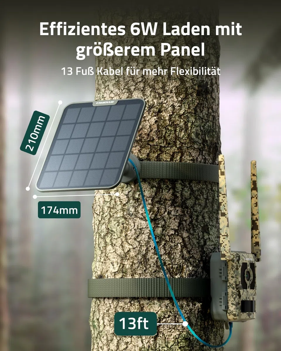 Solarpanel SP-10 für Wildkamera, Kompatibel Reolink Kameras, 6W Schnellladung für Nonstop-Stromversorgung, geeignet für den Außenbereich, Flexible Installation, IP65 Wetterfest