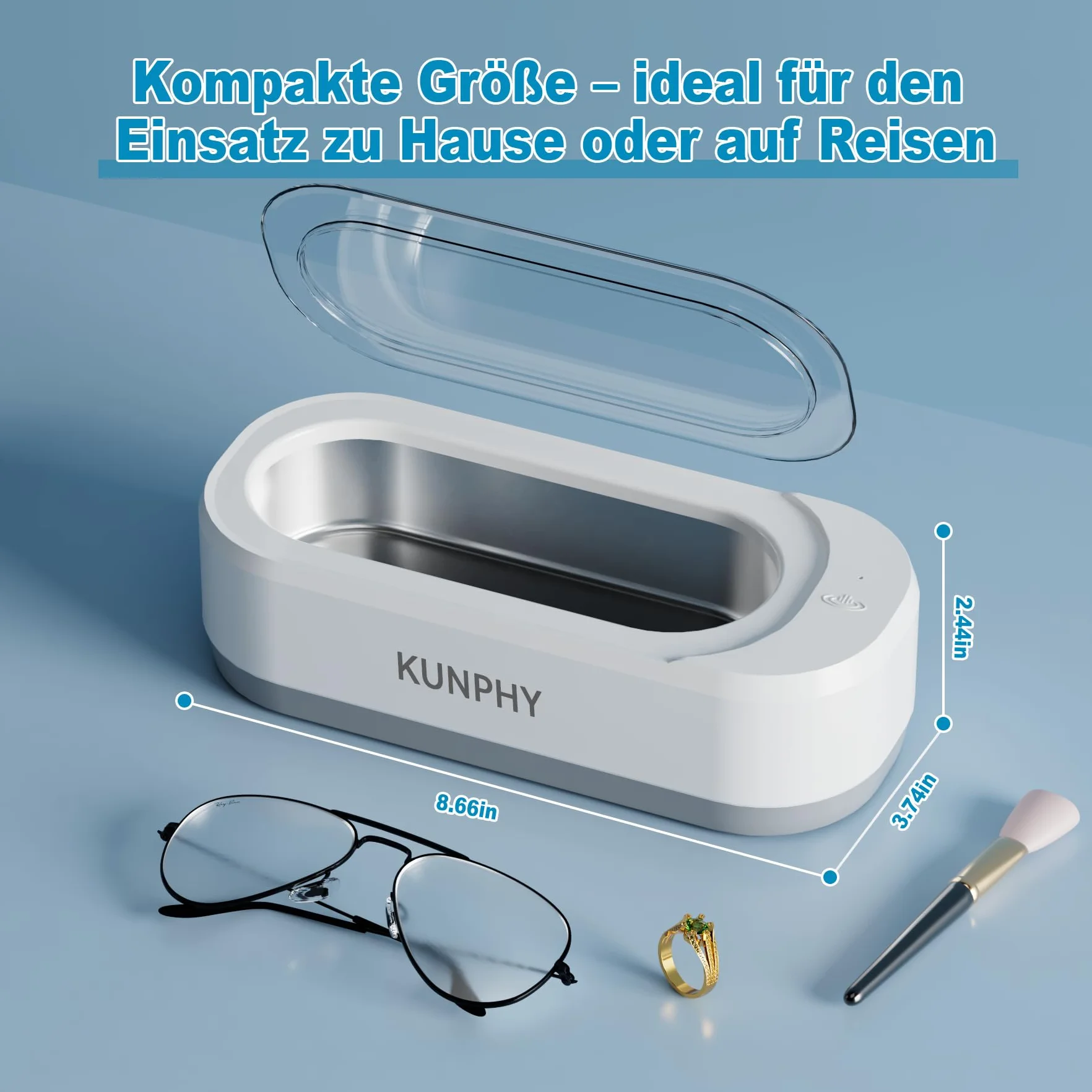 Ultraschallreinigungsgerät Brille, Ultraschallreiniger 350ml 46KHz, Ultraschallgerät Ultrasonic Cleaner für Brillen Schmuck Uhren Zahnschiene Zahnprothesen Kontaktlinsen Glasses Jewelry Aligner
