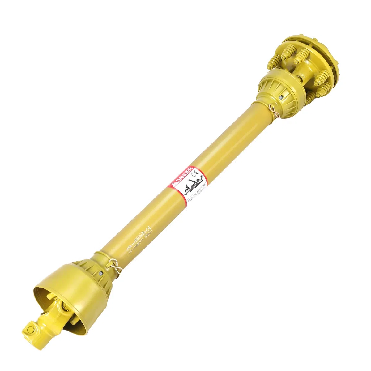 Serie 4 Zapfwelle Gelenkwelle mit Rutschkupplung, 1 3/8 Zoll 6 Zahn beidseitig, Teleskop 109–145 cm, Einsatzgehärteter Stahl, für Traktor Mulcher Kreiselmäher Sichelmäher, Schwerlast PTO Welle Gelb