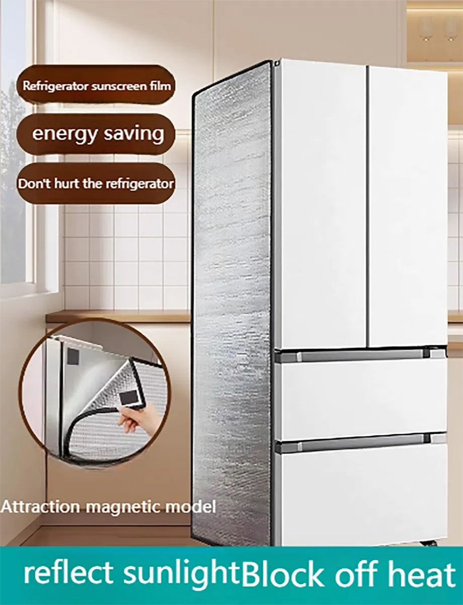 Isolierfolie aus Aluminiumfolie, isolierte Gefrierschrankabdeckung, Sonnenschutz for den Kühlschrank, universelle Kühlschrankabdeckung, energiesparend(60x178cm/23.6x70.1in)
