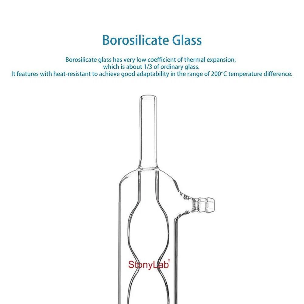 stonylab Allihn Kondensator Rückfluss für Soxhlet Extractor, Borosilikatglas Allihn Kondensator mit 50/42 Gelenk 250 mm Mantellänge Laborglaskondensator, 500 ml