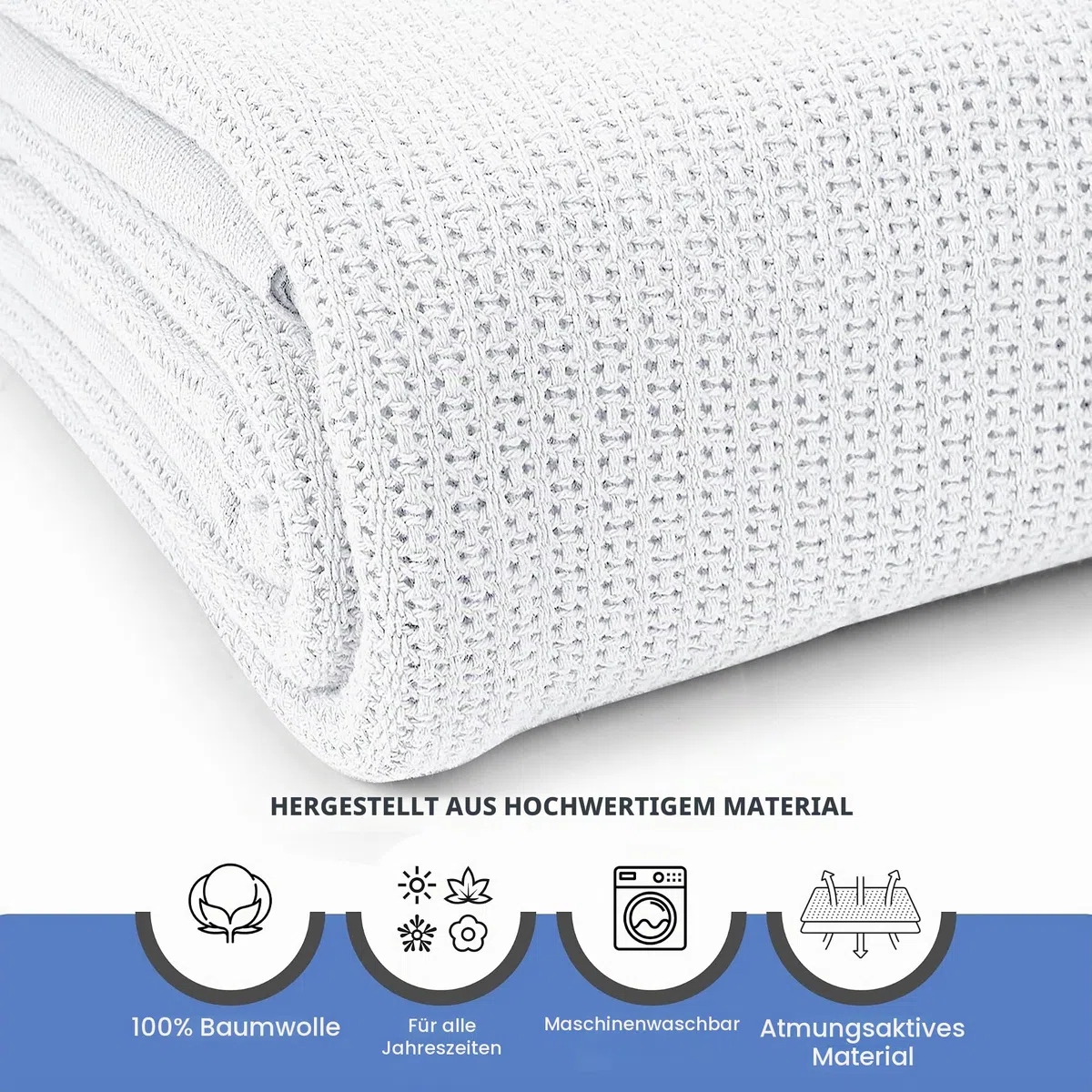 Linteum Textil-Krankenhaus-Thermodecke, 168 x 228 cm, 100% Baumwolle, atmungsaktiv, weich und gemütlich, offenzelliges Design, Bettdecke für Bett, Couch, Sofa-Überwurf für alle Jahreszeiten, 1,1 kg,